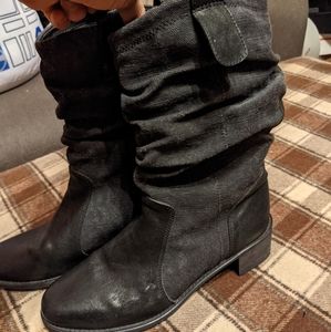 Weitzman fabric and leather scrunch boots